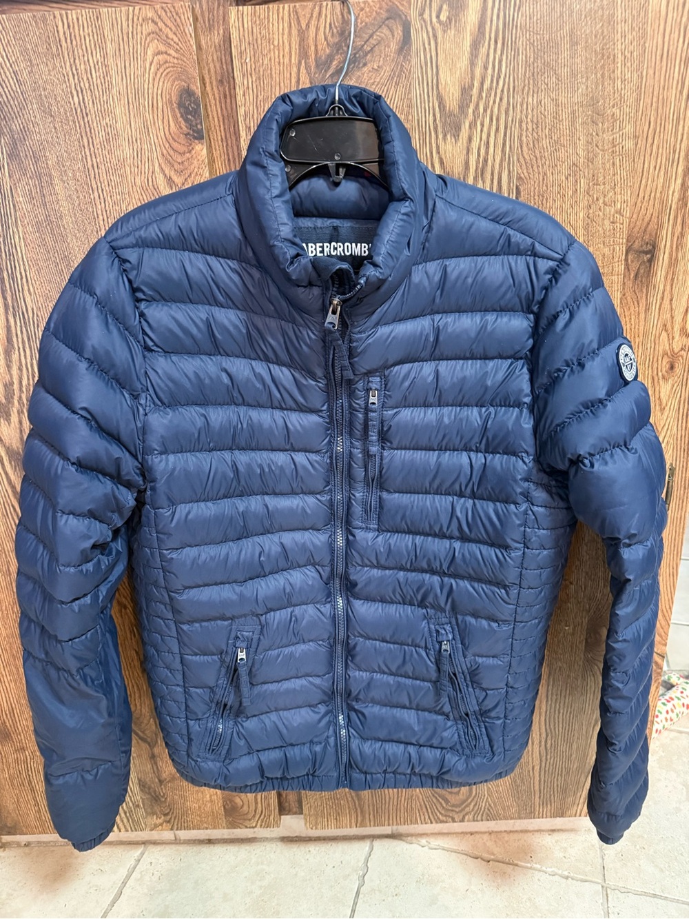 Abercrombie & Fitch Men's Navy Down Quilted Puffer Jacket